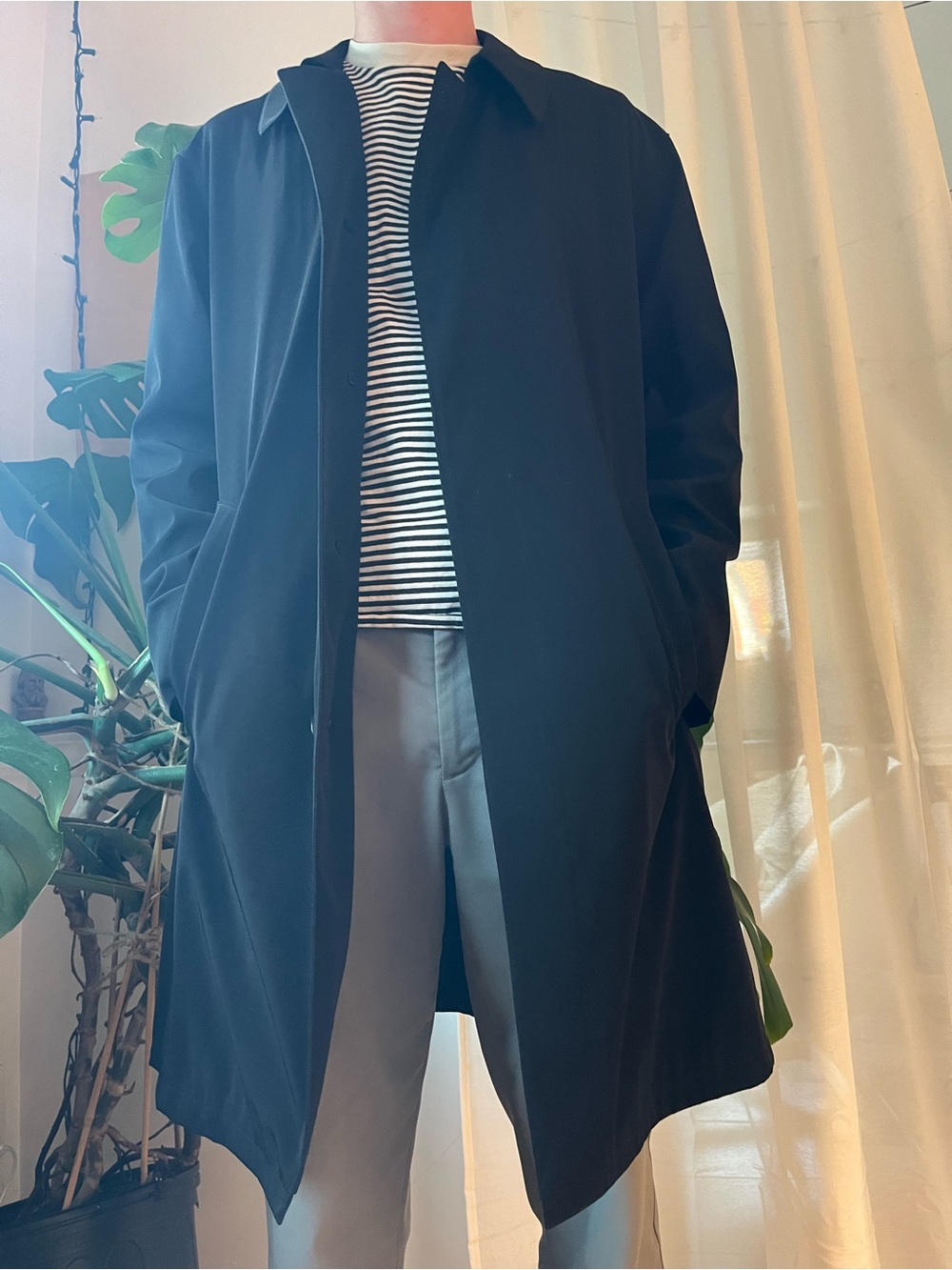 Men's Black Trench Coat - Clean Classic Overcoat
